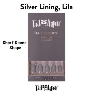Red Aspen Nail Dashes Silver Lining, Lila Short Round Style. NIB
